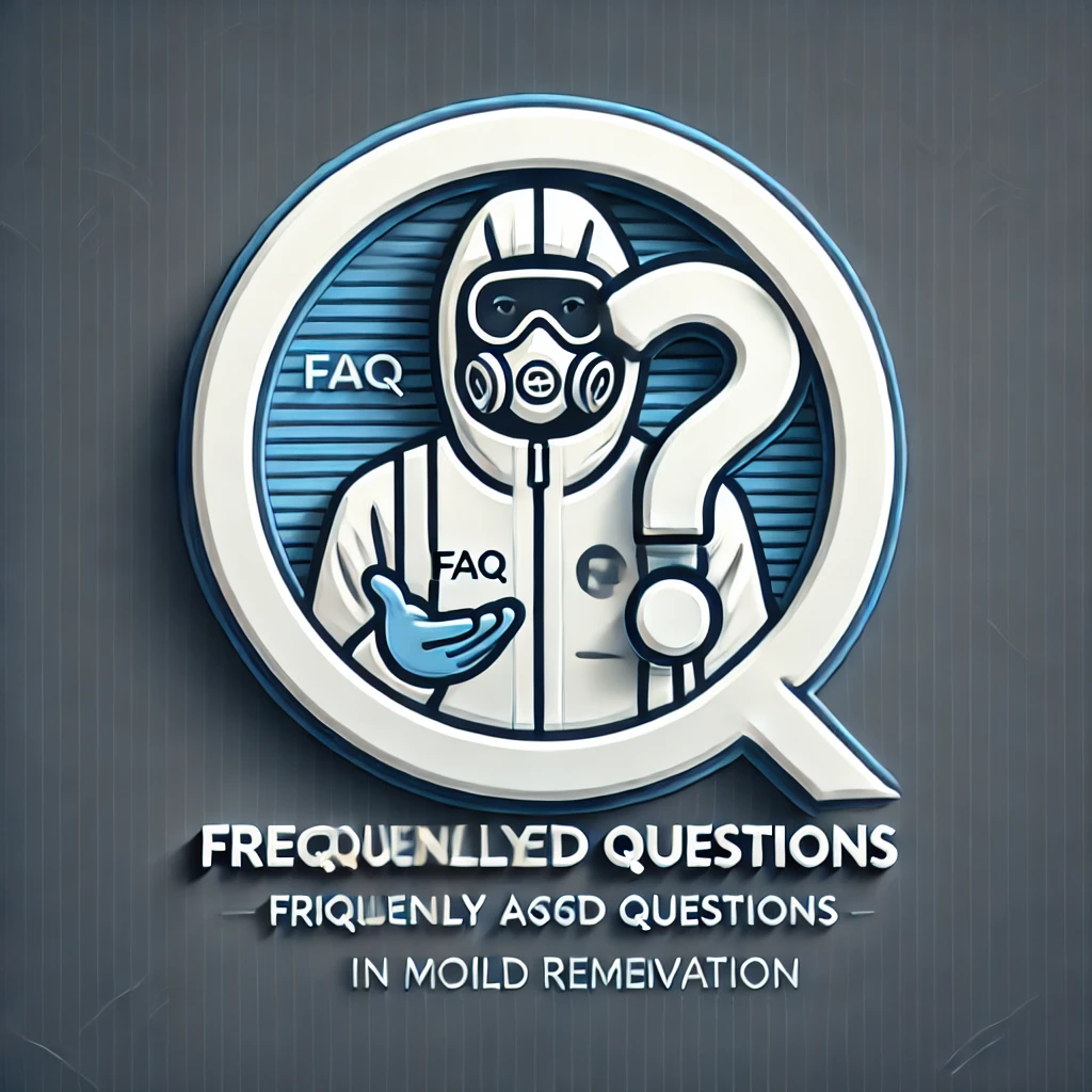 FAQ section for mold removal services, featuring a professional technician ready to answer common questions.